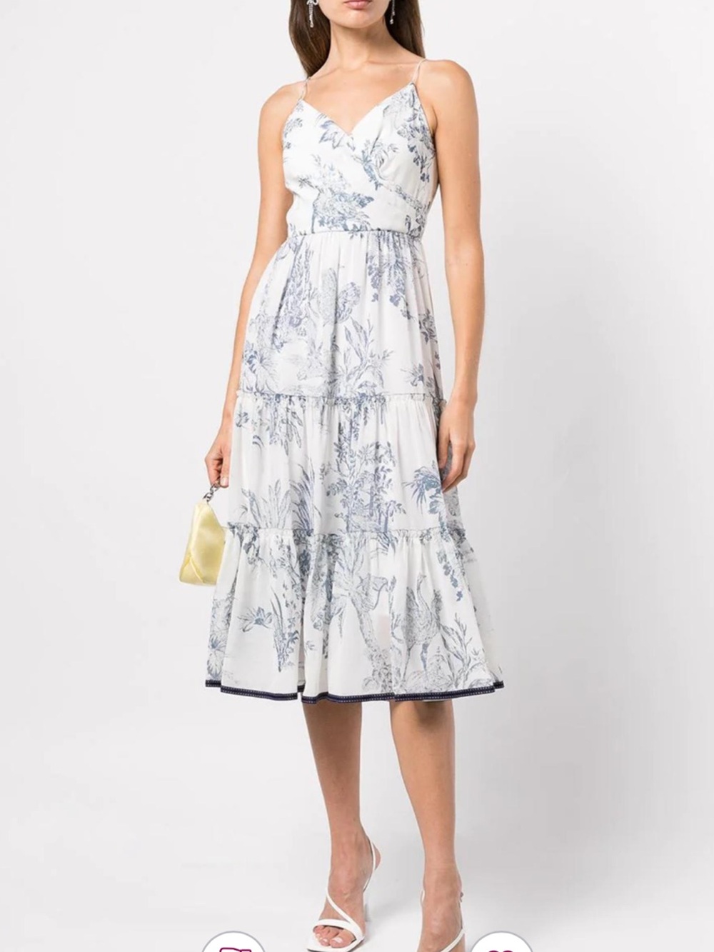 Sachin + Babi White and Blue Toile Midi Dress Size S